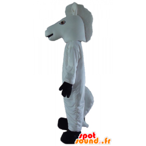Einhorn-Maskottchen, weiß und schwarz Pferd - MASFR23188 - Maskottchen-Pferd