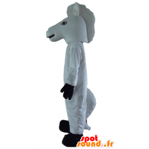 Eenhoorn mascotte, wit en zwart paard - MASFR23188 - Horse mascottes