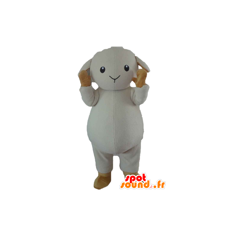 Mascot schaap, witte lam en bruine - MASFR23189 - schapen Mascottes