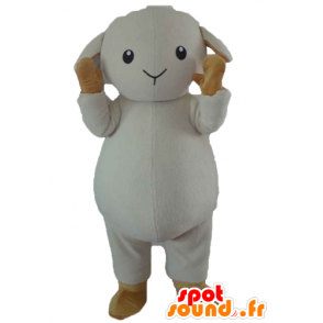 Mascot schaap, witte lam en bruine - MASFR23189 - schapen Mascottes