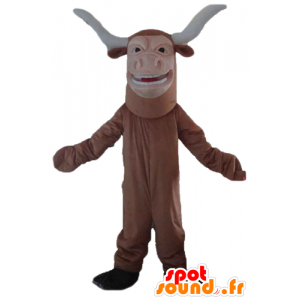 Bull maskot, brun og hvid bøffel - Spotsound maskot kostume