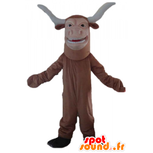 Bull maskot, brun og hvit bøffel - MASFR23190 - Mascot Bull