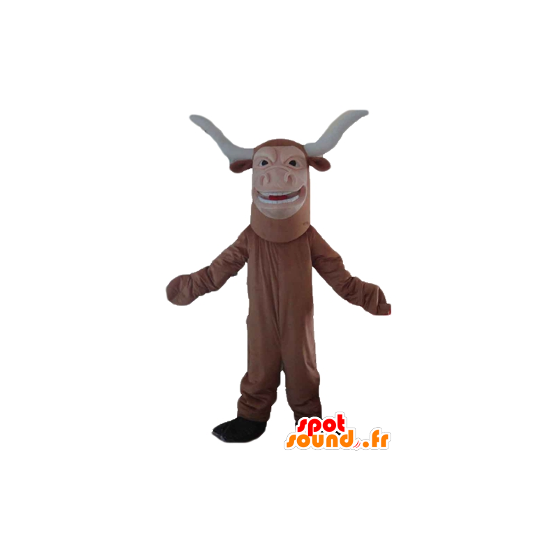 Bull maskot, brun og hvid bøffel - Spotsound maskot kostume