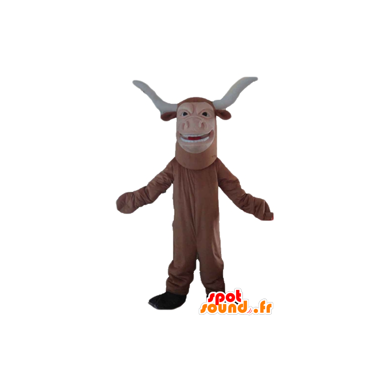 Stier mascotte, bruin en wit buffalo - MASFR23190 - Mascot Bull