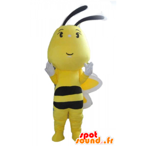 Yellow bee mascot, black and white, cute and colorful - MASFR23192 - Mascots bee