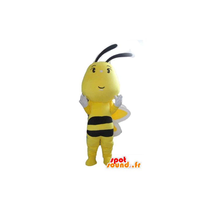 Mascote abelha amarelo, preto e branco, bonito e colorido - MASFR23192 - Bee Mascot