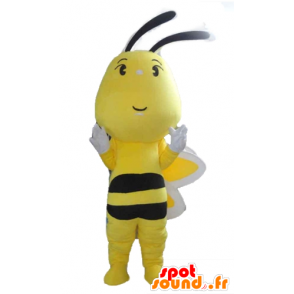 Geel bee mascotte, zwart en wit, leuk en kleurrijk - MASFR23192 - Bee Mascot