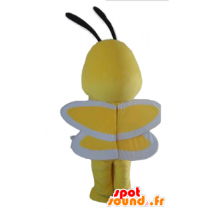 Keltainen bee maskotti, musta ja valkoinen, söpö ja värikäs - MASFR23192 - Bee Mascot