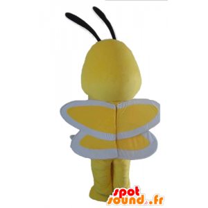 Žlutá včela maskota, černá a bílá, roztomilý a barevný - MASFR23192 - Bee Maskot