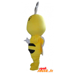 Gul bie maskot, svart og hvit, søt og fargerik - MASFR23192 - Bee Mascot