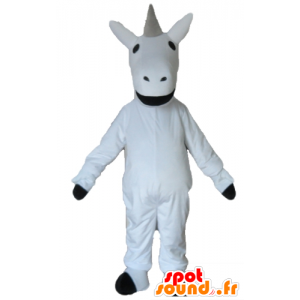 Mascotte bella gigante unicorno bianco e nero - MASFR23193 - Mascotte animale mancante