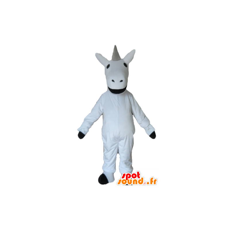 Mascotte bella gigante unicorno bianco e nero - MASFR23193 - Mascotte animale mancante