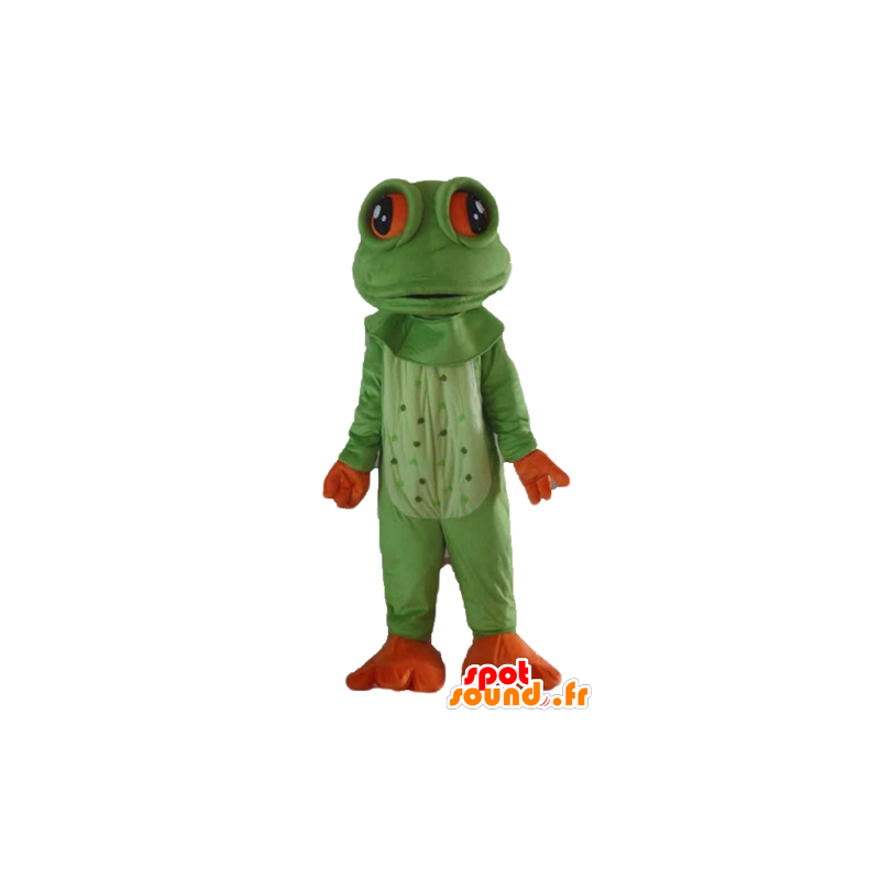 Mascot frog green and orange, very realistic - MASFR23194 - Animals of the forest