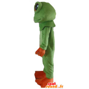 Mascot frog green and orange, very realistic - MASFR23194 - Animals of the forest