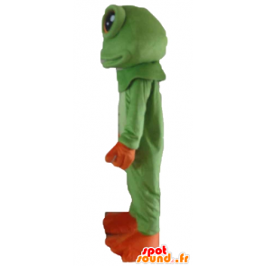 Mascotte de grenouille verte et orange, très réaliste - MASFR23194 - Animaux de la forêt
