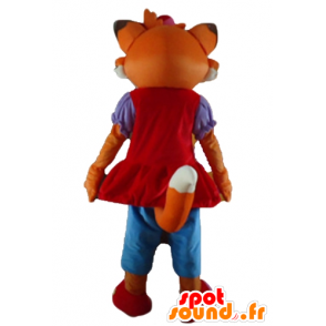 Orange und weiße Katze Maskottchen verkleidet Fuchs Kleid - MASFR23195 - Katze-Maskottchen