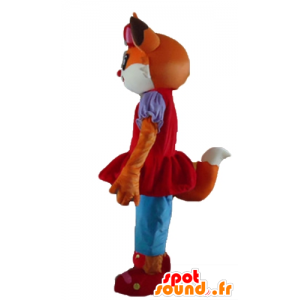 Orange and white cat mascot, dressed fox dress - MASFR23195 - Cat mascots