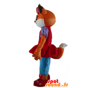 Mascotte de chat orange et blanc, de renard habillé en robe - MASFR23195 - Mascottes de chat