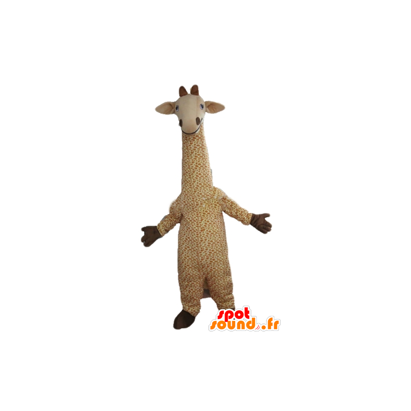 Mascotte de grande girafe beige et blanche, tachetée - MASFR23197 - Mascottes de Girafe