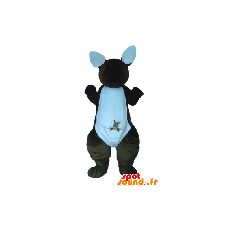 Bruine en witte kangoeroe mascotte met haar baby - MASFR23198 - Kangaroo mascottes