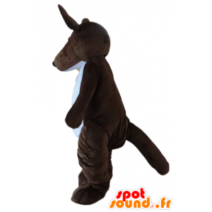 Bruine en witte kangoeroe mascotte met haar baby - MASFR23198 - Kangaroo mascottes