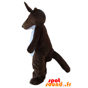 Brun og hvit kenguru maskot med babyen sin - MASFR23198 - Kangaroo maskoter