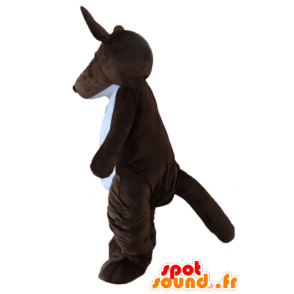 Mascotte de kangourou marron et blanc, avec son bébé - MASFR23198 - Mascottes Kangourou