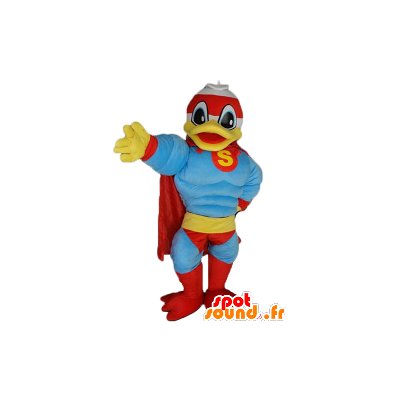 Donald Duck mascota, el famoso pato, vestido de superhéroe - MASFR23199 - Mascotas de Donald Duck