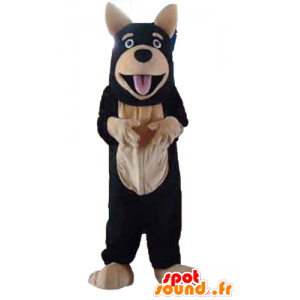 Cão mascote gigante, preto e bege - MASFR23201 - Mascotes cão