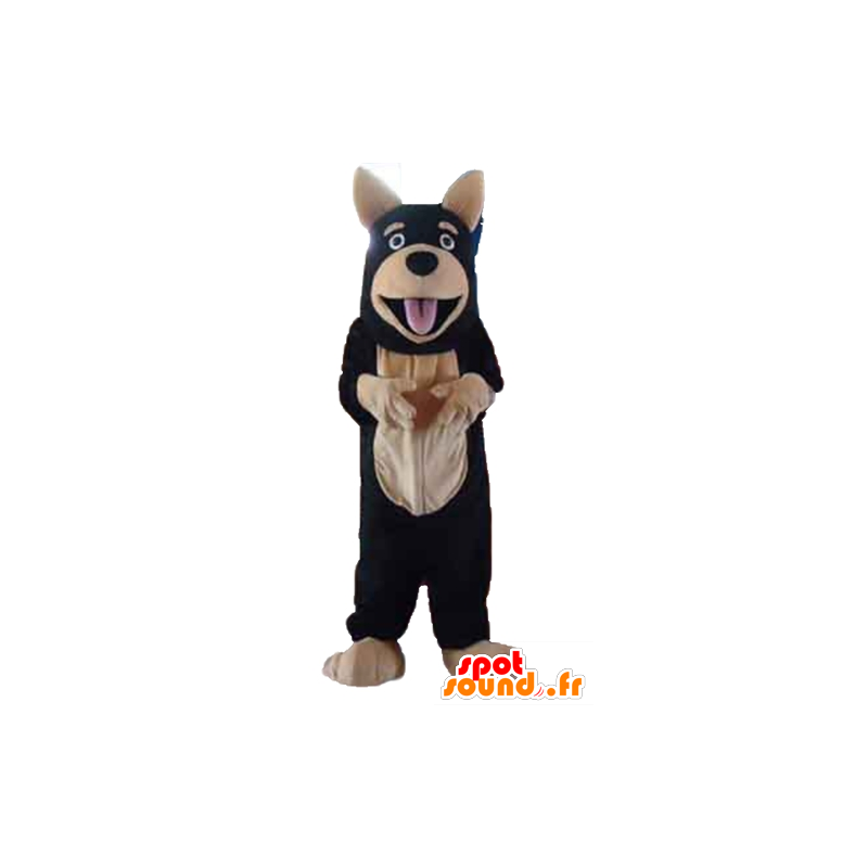 Cão mascote gigante, preto e bege - MASFR23201 - Mascotes cão