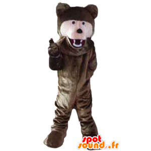 Mascotte d'ours marron et rose, géant, doux - MASFR23203 - Mascotte d'ours