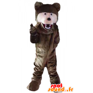 Maskot hnědý a růžový medvídek obří měkké - MASFR23203 - Bear Mascot