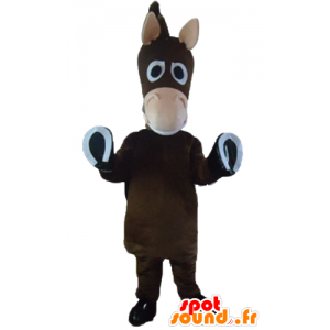 Maskot brun häst, åsna, föl, söt och rolig - Spotsound maskot