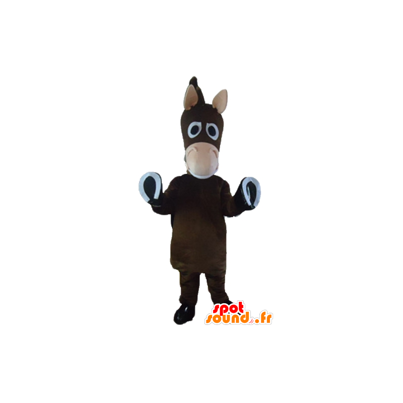 Mascotte caballo marrón, burro, potro, lindo y divertido - MASFR23205 - Caballo de mascotas