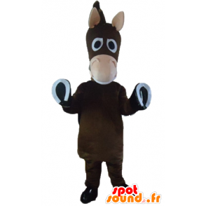 Mascote cavalo marrom, burro, potro, bonito e engraçado - MASFR23205 - mascotes cavalo