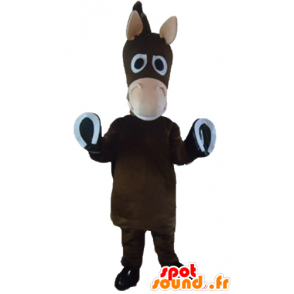 Mascotte caballo marrón, burro, potro, lindo y divertido - MASFR23205 - Caballo de mascotas