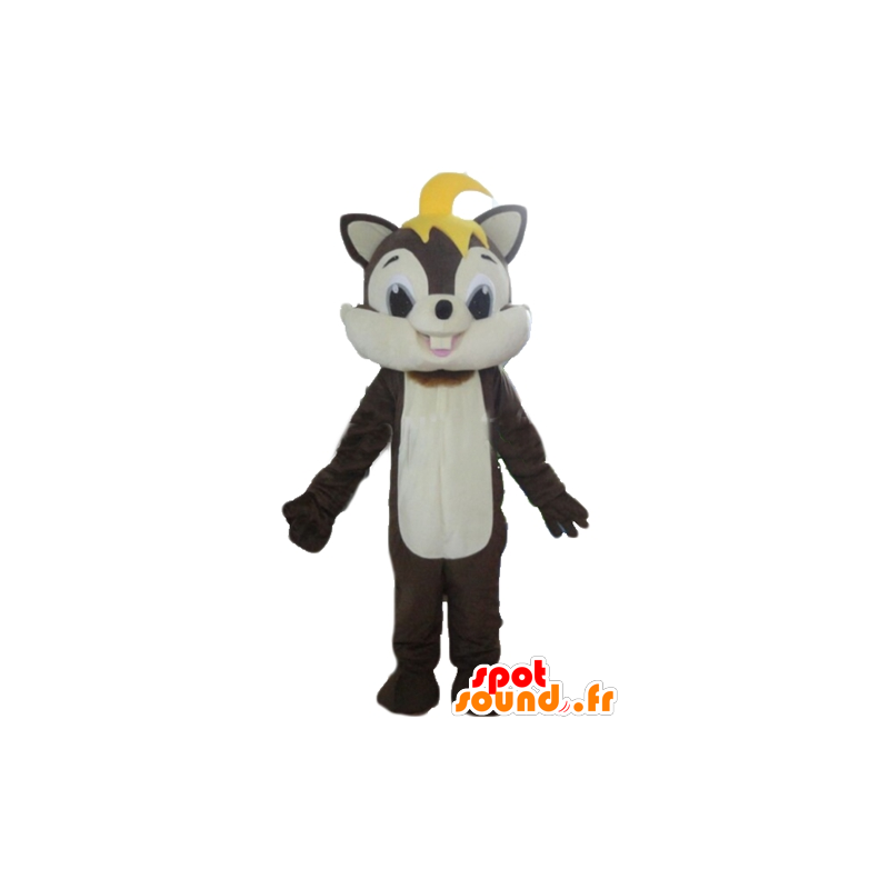Mascot καφέ και λευκό σκίουρος, μαλακό και τριχωτά - MASFR23219 - μασκότ σκίουρος