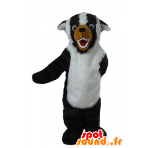 Black Dog Mascot, hvit og brun, alle hårete - MASFR23222 - Dog Maskoter