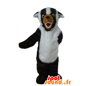 Black dog mascot, white and brown, all hairy - MASFR23222 - Dog mascots