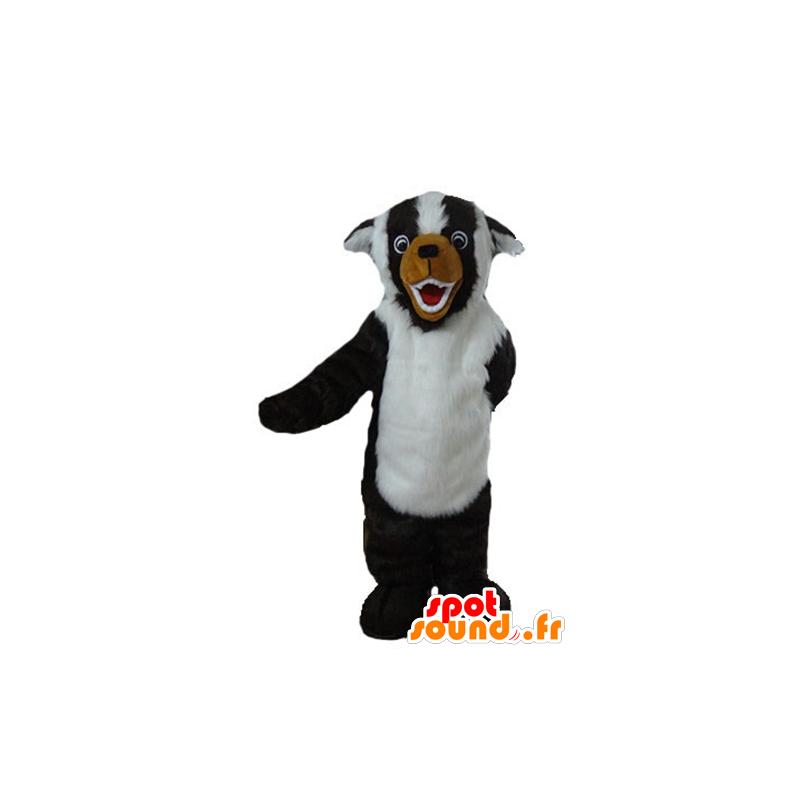Black dog mascot, white and brown, all hairy - MASFR23222 - Dog mascots