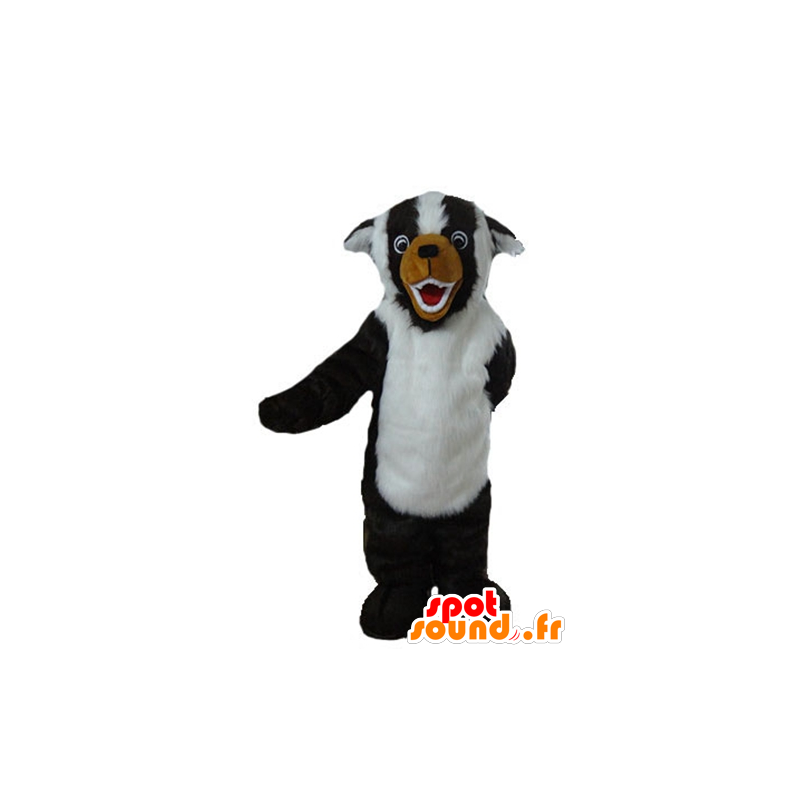 Mascotte de chien noir, blanc et marron, tout poilu - MASFR23222 - Mascottes de chien