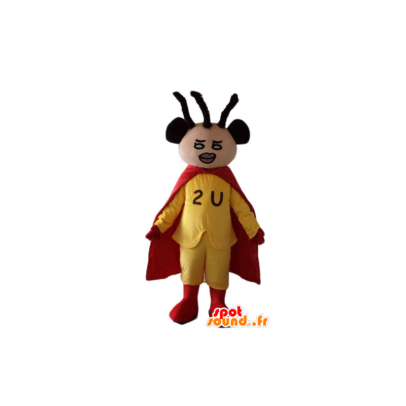 African-American superhero mascot dressed in yellow and red - MASFR23224 - Superhero mascot