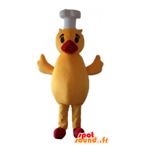 Giallo mascotte e anatra rosso, pulcino con un cappello - MASFR23226 - Mascotte di anatre