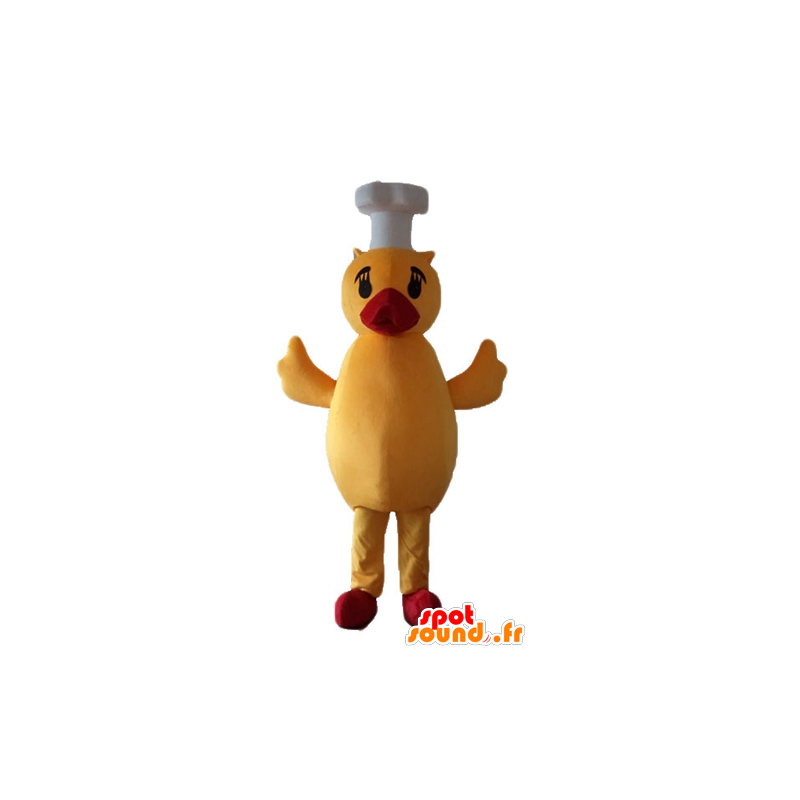 Mascote amarela e vermelha de pato, pintinho com um chapéu - MASFR23226 - patos mascote