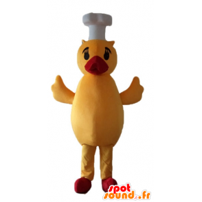 Giallo mascotte e anatra rosso, pulcino con un cappello - MASFR23226 - Mascotte di anatre