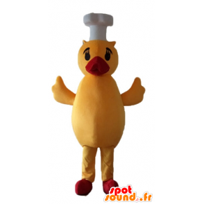 Mascote amarela e vermelha de pato, pintinho com um chapéu - MASFR23226 - patos mascote
