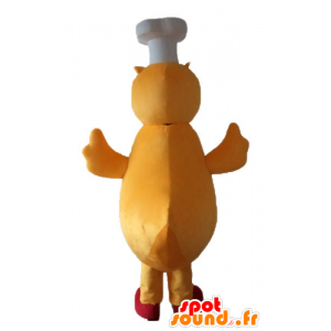 Giallo mascotte e anatra rosso, pulcino con un cappello - MASFR23226 - Mascotte di anatre