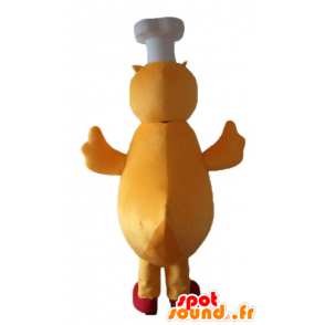 Giallo mascotte e anatra rosso, pulcino con un cappello - MASFR23226 - Mascotte di anatre