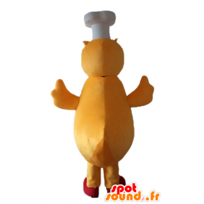Mascotte de canard jaune et rouge, de poussin avec une toque - MASFR23226 - Mascotte de canards
