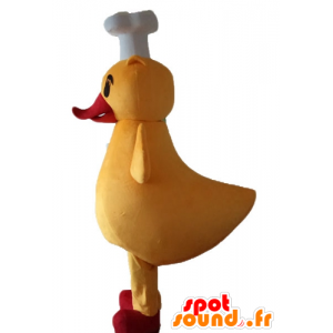 Giallo mascotte e anatra rosso, pulcino con un cappello - MASFR23226 - Mascotte di anatre